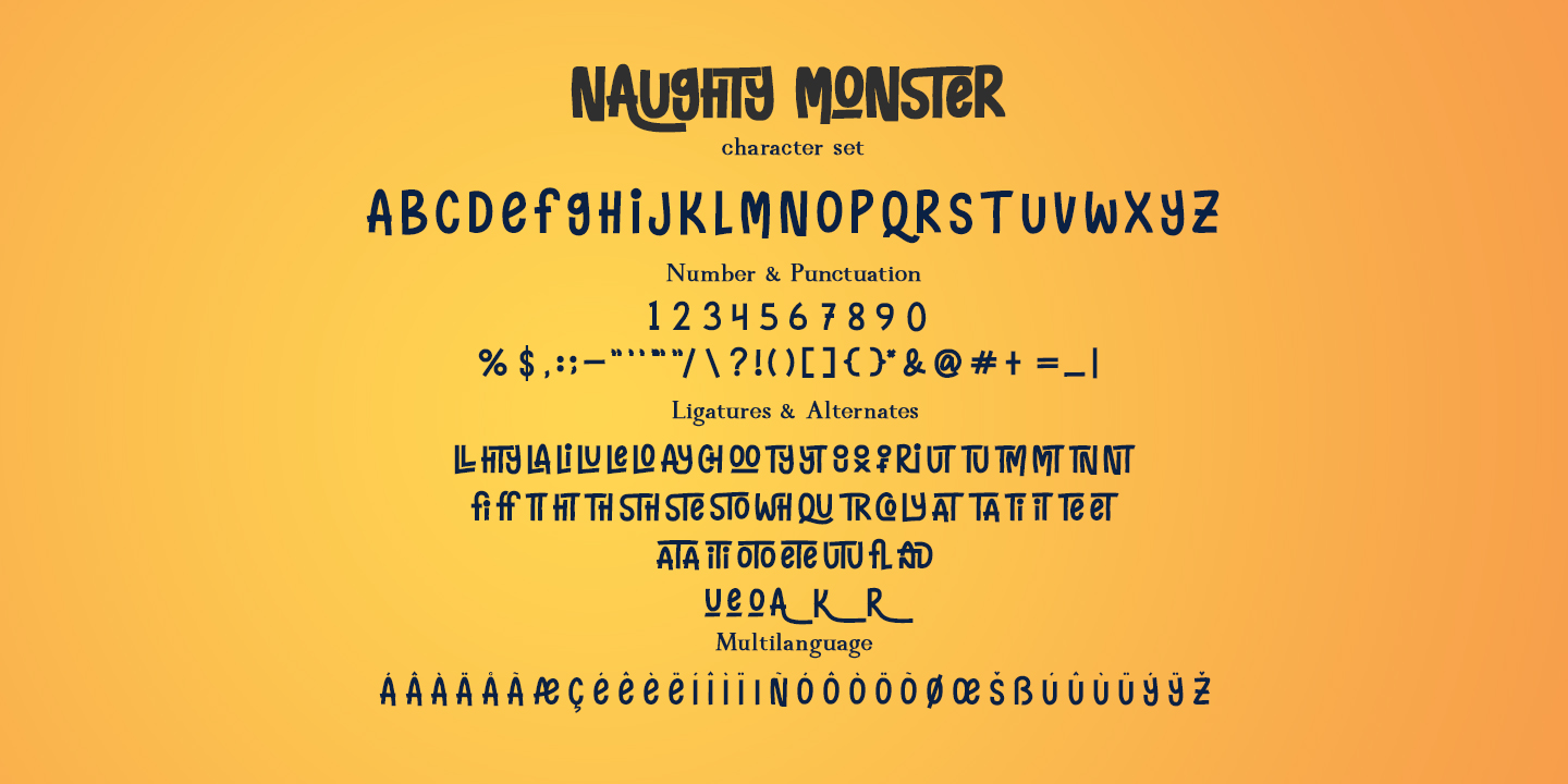 Пример шрифта Naughty Monster Regular
